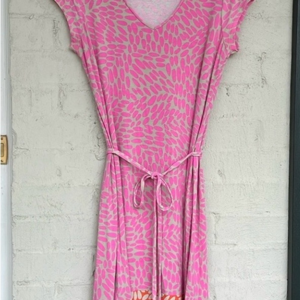 BODEN Pink orange Patterned jersey Women's Dress size 10